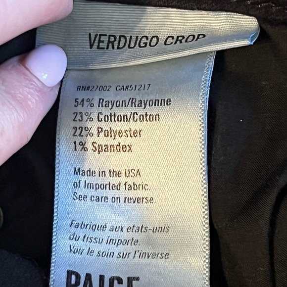 Paige Verdugo Crop Midrise Cotton Spandex Rayon Blend Black Designer Jean 27 / 4 - Picture 14 of 14